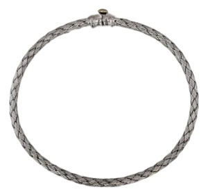 Basketweave Bangle Bracelet 18k White Gold 6.75" 2.8mm