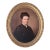 Antique 19th Century German Oval Oil Painting Portrait of a Lady With a Cameo For Sale