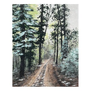 Wintery Day Winter Theme Acrylic Painting 8 X 10" Nature Wall Art Unframed For Sale