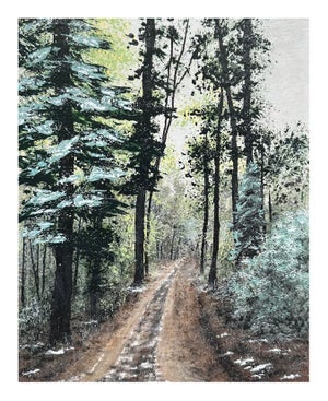 Wintery Day Winter Theme Acrylic Painting 8 X 10" Nature Wall Art Unframed