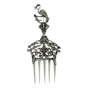 Dutch Silver Bread Fork with Stork Handle by Gerardus Schoorl, 1912