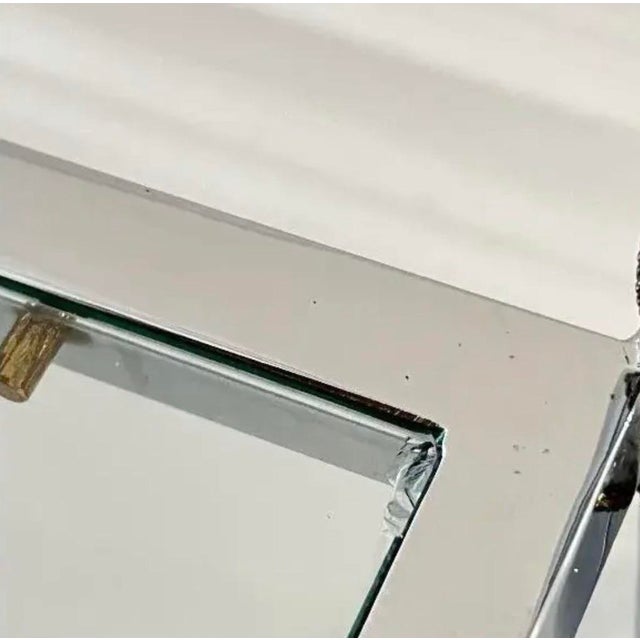 Chrome 1970s Neoclassical Chrome and Brass Étagère With Glass Shelves, Maison Jansen Style For Sale - Image 8 of 8