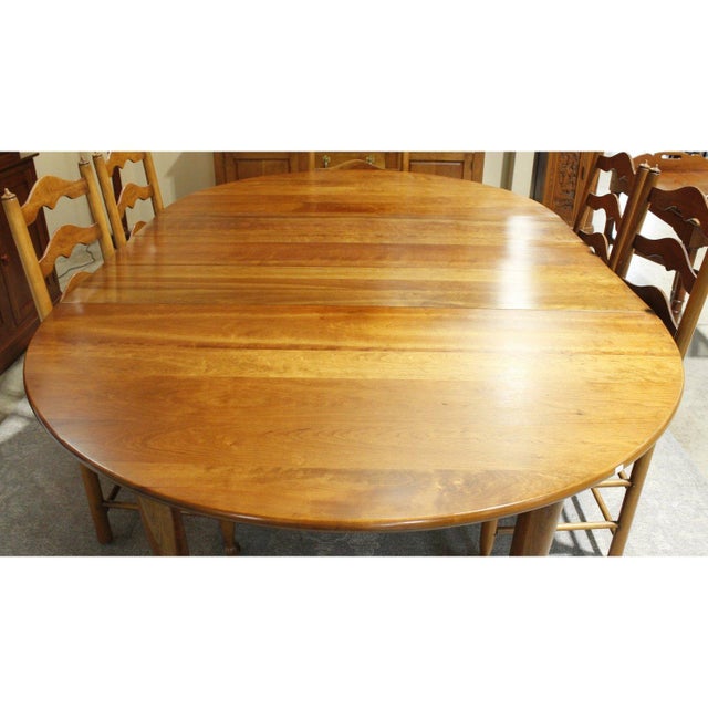 Leopold Stickley Colonial Style Cherry Dining Set W/6 Ladderback Chairs For Sale - Image 4 of 5