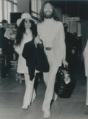 John Lennon and Yoko Ono, 1970s, Black and White Photograph
