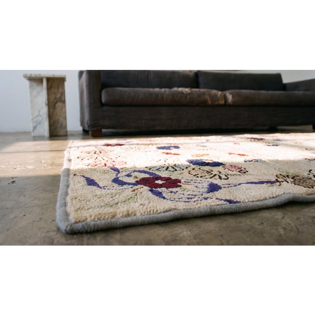 1930s Multicolor Floral Folk Art Antique American Hooked Rug 2'5" X 4'1" Handknotted Wool Carpet For Sale In New York - Image 6 of 8