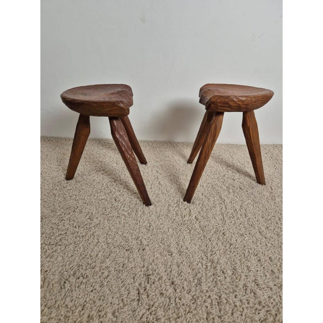 Rustic Stools in the style of Jean Touret, 1950s, Set of 4 For Sale - Image 10 of 18