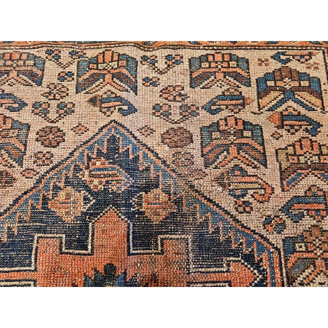 Antique Persian Malayer Area Rug, Hand-Knotted Wool, Geometric Pattern, 4x6, Ivory & Navy For Sale - Image 15 of 18