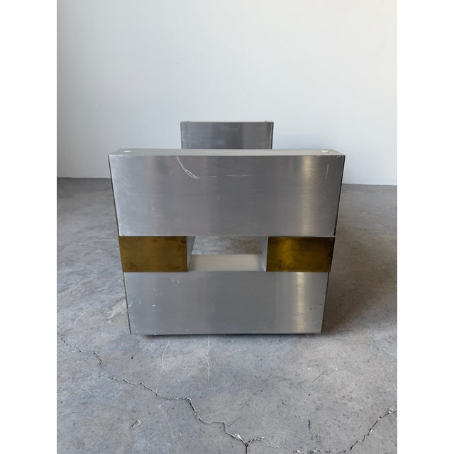 1970s 1970s Paul Mayen for Habitat Architectural Aluminum & Brass Rectangular Coffee Table Base For Sale - Image 5 of 12