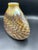 Great colors, golden background with iridescent feathers throughout body of the vase! Amber sunset colors.. marked on...