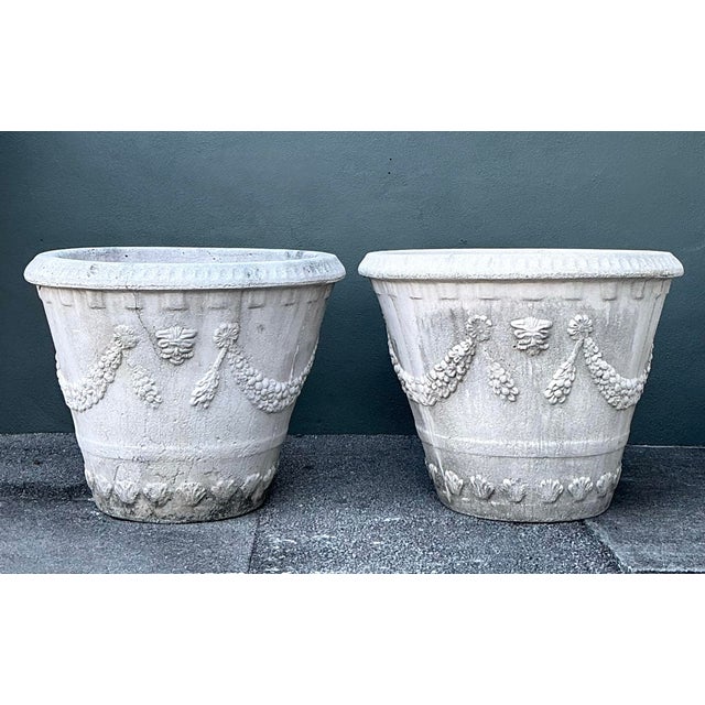 Sculpture Materials Vintage Monumental Cast Concrete Planters For Sale - Image 7 of 12