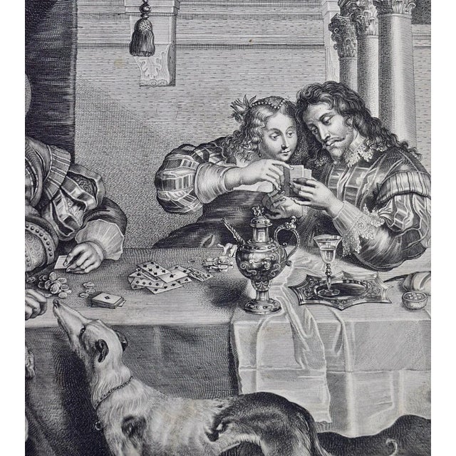 An Early 17th Century Engraving "The Card Game" by A. Voet After Cornelis De Vos, 1632 For Sale - Image 4 of 8