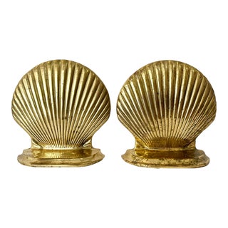 Vintage Brass Shell Bookends- a Pair For Sale