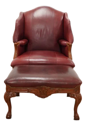 Old Hickory Leather Wingback Chair and Ottoman (Set of 2)