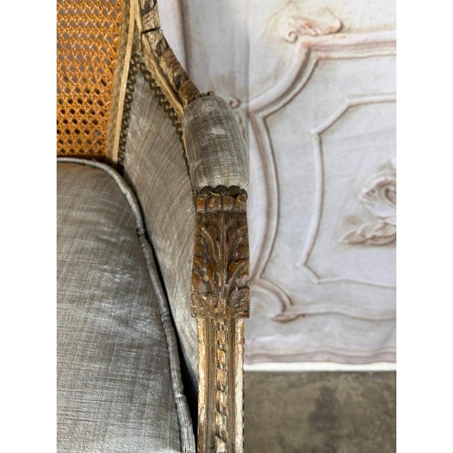 Antique French Louis XVI Style Painted Bergère Chair With Cane Back For Sale - Image 11 of 18