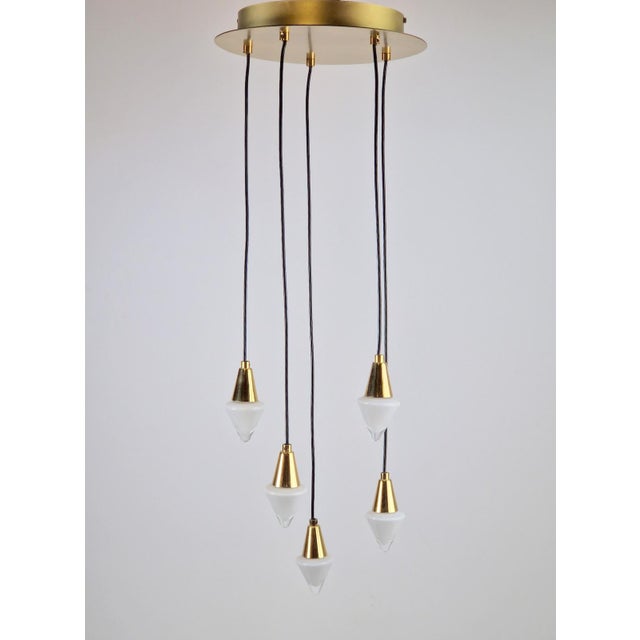 Glass and Brass Cascade Pendant Lamp by Schmidt Leuchten, 1970s For Sale - Image 14 of 14