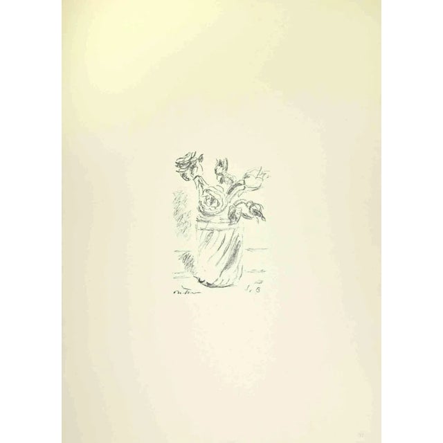 Rose in a Glass is an artwork realized by Filippo De Pisis (1896, Ferrara - 1956, Milano) in 1968. Black and white...