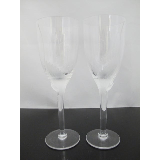 Transparent Lalique France Crystal Ange Angel Wing Fluted Champagne Glass Set of 4 For Sale - Image 8 of 14