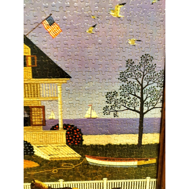 1960s Vintage Framed Charles Wysocki Americana Puzzle Cape Cod Style House For Sale - Image 5 of 8