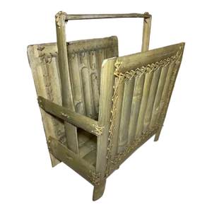 Vintage Handcrafted Bamboo & Rattan Cerused Finish Magazine Rack