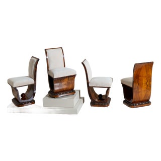 Sculptural Art Deco Side Chairs, Italy, 1930s/40s For Sale