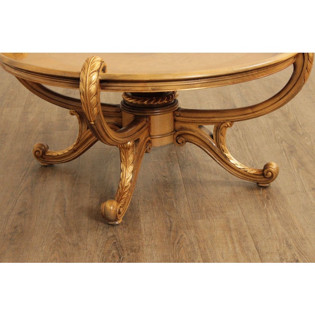 Colombo Colombo Mobili Round Italian Carved Partial Gilt Coffee Table For Sale - Image 4 of 12