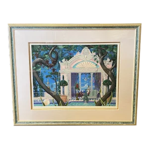 John Kiraly "Temple of Sun" Framed & Signed Whimsical Interior Scene Serigraph
