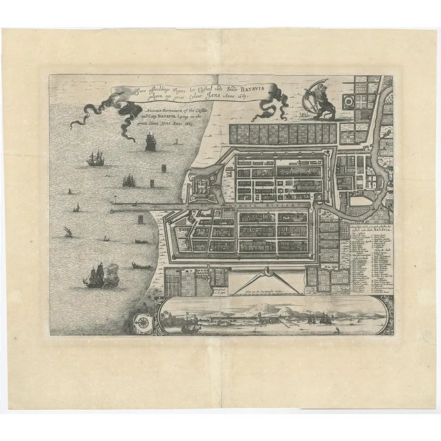 Plan of the Castle & City of Batavia Jakarta on Java, Indonesia, 1669, Print For Sale