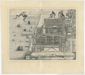 Plan of the Castle & City of Batavia Jakarta on Java, Indonesia, 1669, Print