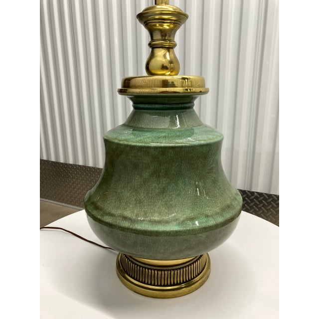 Large Size Frederick Cooper Crackle Glazed Porcelain Ginger Jar Table Lamp and Frederick Cooper Barrel Shade - a Pair For Sale In Denver - Image 6 of 13