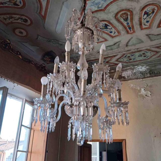 Bohemian crystal chandelier with 12 lights dating back to the second half of the 19th century. Origin: Historic residence...