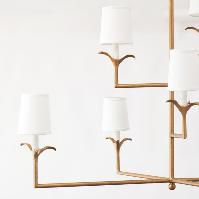 Metal Brilliant Gold Lily Stems Chandelier For Sale - Image 7 of 7