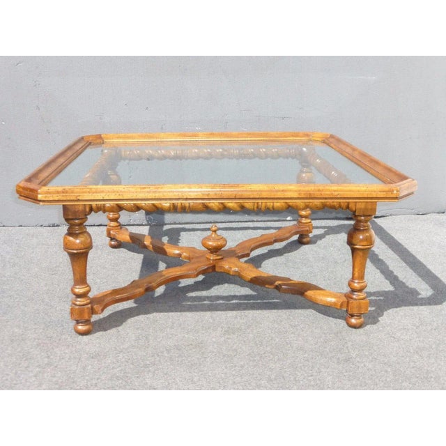 1970s Spanish-Style Scalloped Glass Coffee Table For Sale - Image 5 of 11