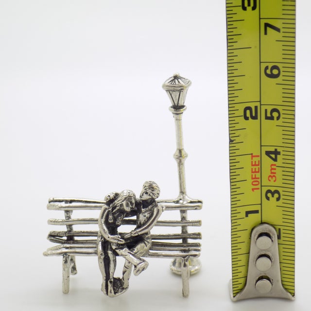 Vintage Italian Handmade Silver Lovers on Bench Figurine, Tuscany, Italy, 1980s For Sale - Image 10 of 11