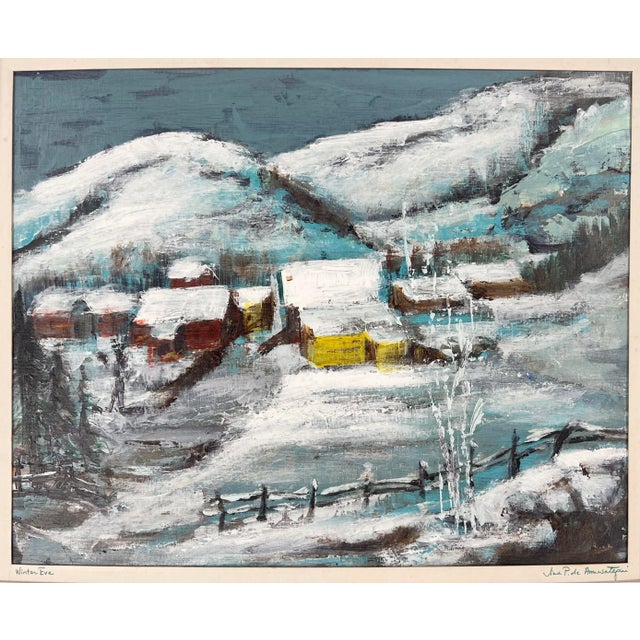 "Winter Eve" Snow in Santa Fe New Mexico - Oil on Paper A winter snow in Santa Fe New Mexico by Jina Pamaititis de...