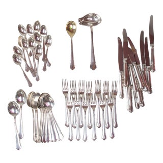 Swedish Dessert Cutlery Set in Silver Plated Metal, 1960s, Set of 62 For Sale