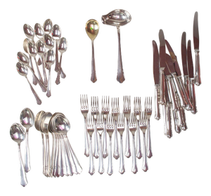 Swedish Dessert Cutlery Set in Silver Plated Metal, 1960s, Set of 62