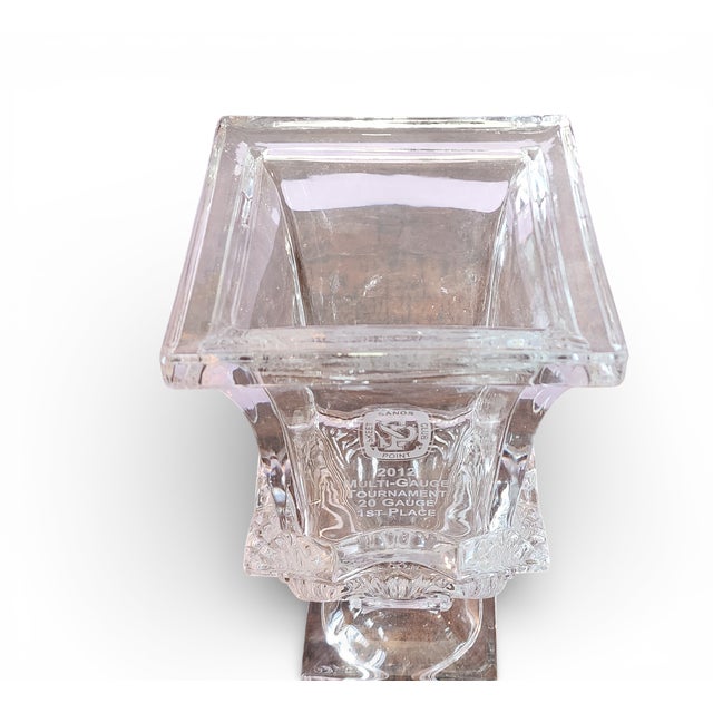 2010s Vintage Godinger Glass Co Shannon Deco Crystal Glass Trophy Vase, Ireland 21st Century For Sale - Image 5 of 8