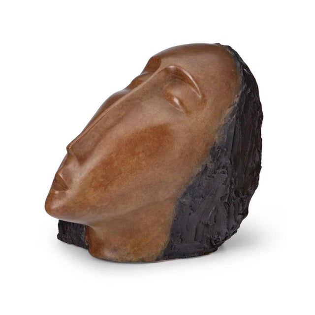 Ruth Bloch, Large Bronze Sculpture Woman Head, After Modigliani, Ruth Bloch Israeli Artist, c.1990's For Sale