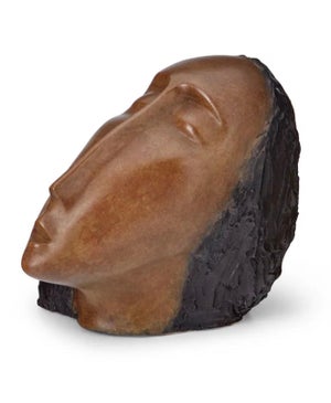 Ruth Bloch, Large Bronze Sculpture Woman Head, After Modigliani, Ruth Bloch Israeli Artist, c.1990's