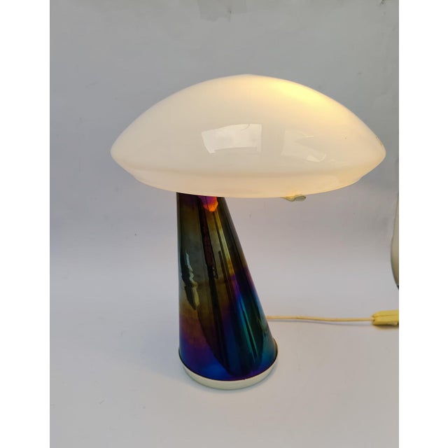 Rare murano glass table lamp design by gambaro and tagliapietra vintage 1980s beautiful dichroic glass base with an...