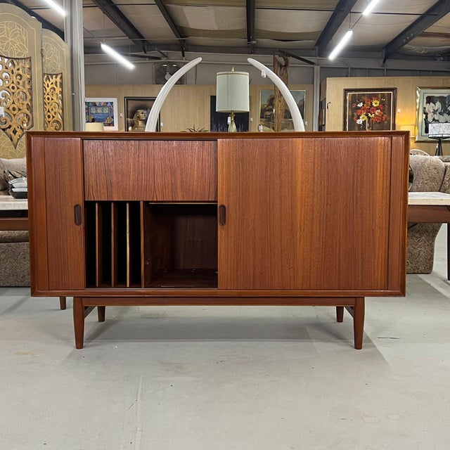 Arne Vodder for Sibast Danish Teak Tambour Door Stereo Cabinet For Sale - Image 10 of 18