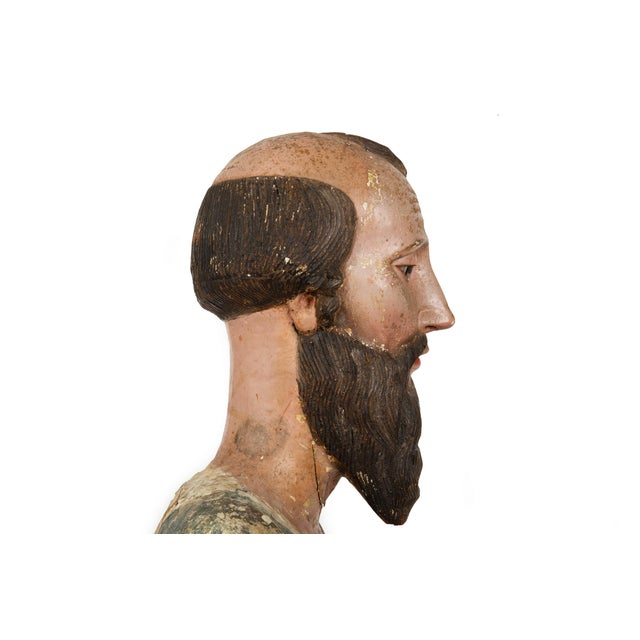 18th Century Spanish Colonial Polychromed Carved Wood Santos Sculpture For Sale - Image 9 of 18