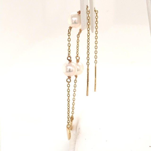 Traditional Akoya Pearl Earrings 14k Yellow Gold Certified For Sale - Image 3 of 16