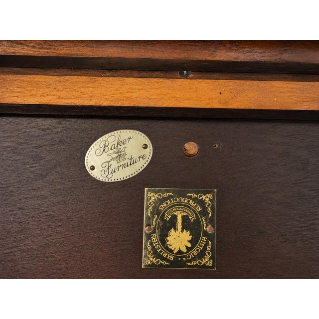 Mid 20th Century Mid 20th Century Baker Furniture Georgian-Style Inlaid Mahogany Double Pedestal Extension Dining Table With Leaf For Sale - Image 5 of 5