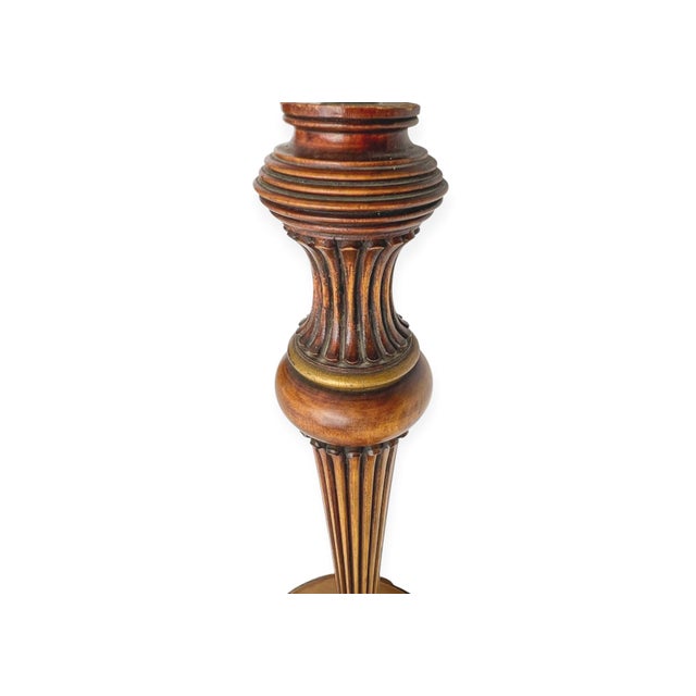 Neo-Classical Fluted Walnut Table Lamp on an Oval Base, 1940s For Sale - Image 10 of 18