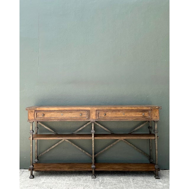 Vintage Stanley Wood and Iron Console Table For Sale - Image 14 of 17