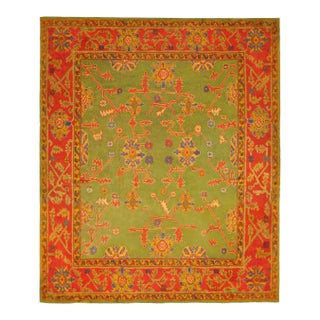 Bright Green Antique Square Turkish Oushak Rug - 12' x 12'6" For Sale