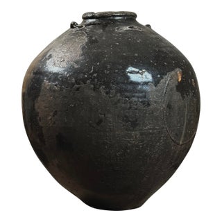 Antique 17th Century Chinese Dark Glazed Stoneware Jar (Shiwan Kilns) For Sale