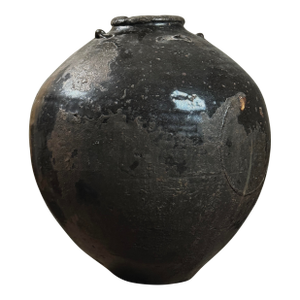 Antique 17th Century Chinese Dark Glazed Stoneware Jar (Shiwan Kilns)