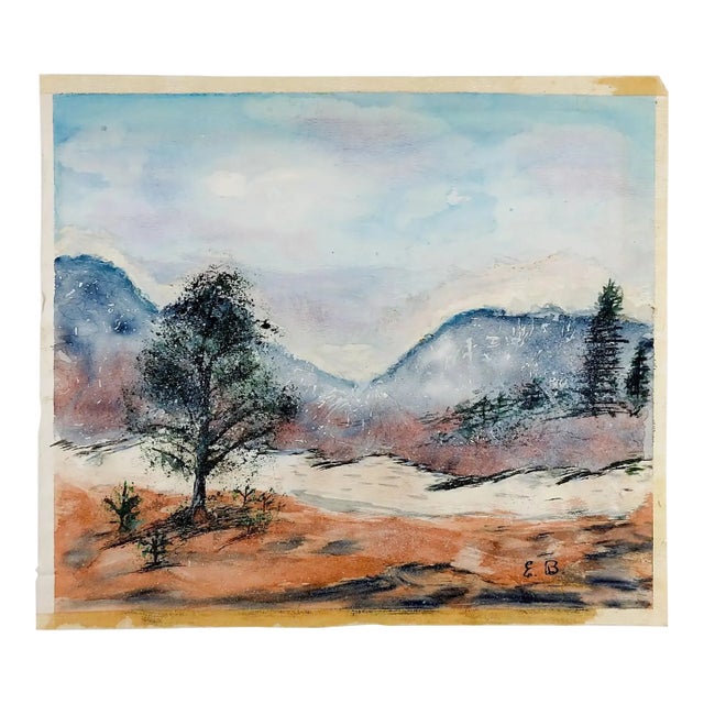 Mid 20th Century Modernist Winter Landscape Painting For Sale
